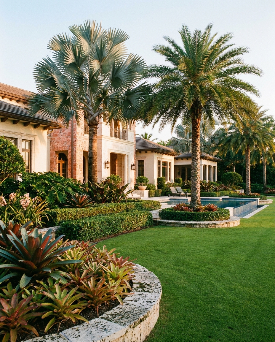 Upscale Florida home with professionally designed layered landscaping